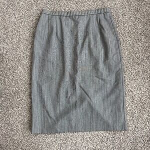 Pendleton Vintage Grey Striped Virgin Wool Pencil Skirt Lined Size 14